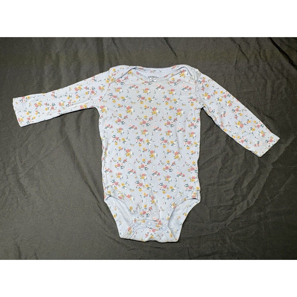 Mint Baby Flower's Carter’s Long Sleeve Bodysuits set of 2, girls 6-9 months old